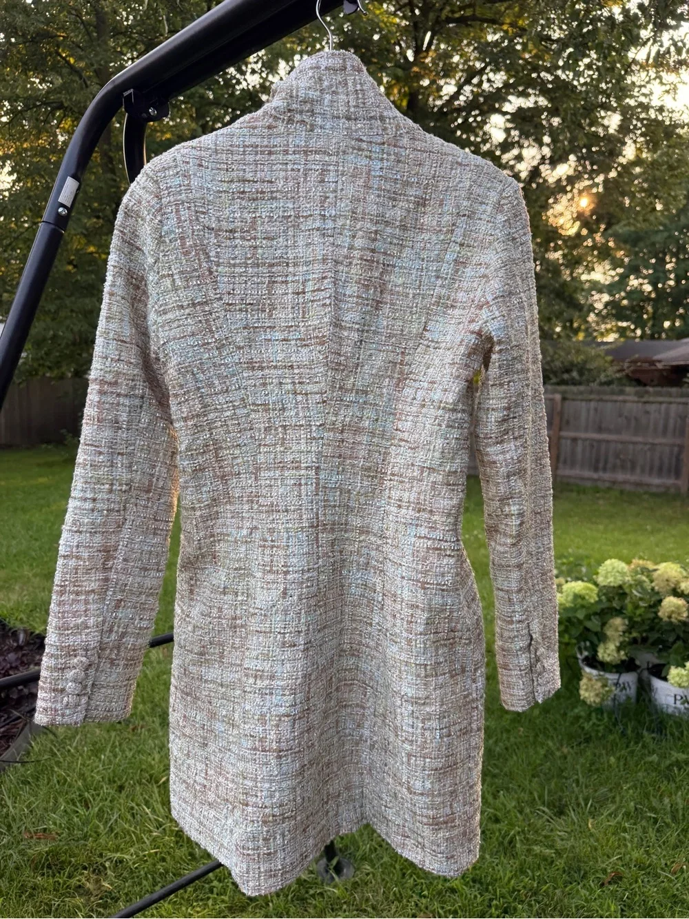 Jason Wu Metallic Tweed Blazer Dress Small Pastel Boucle Double Breasted Jacket